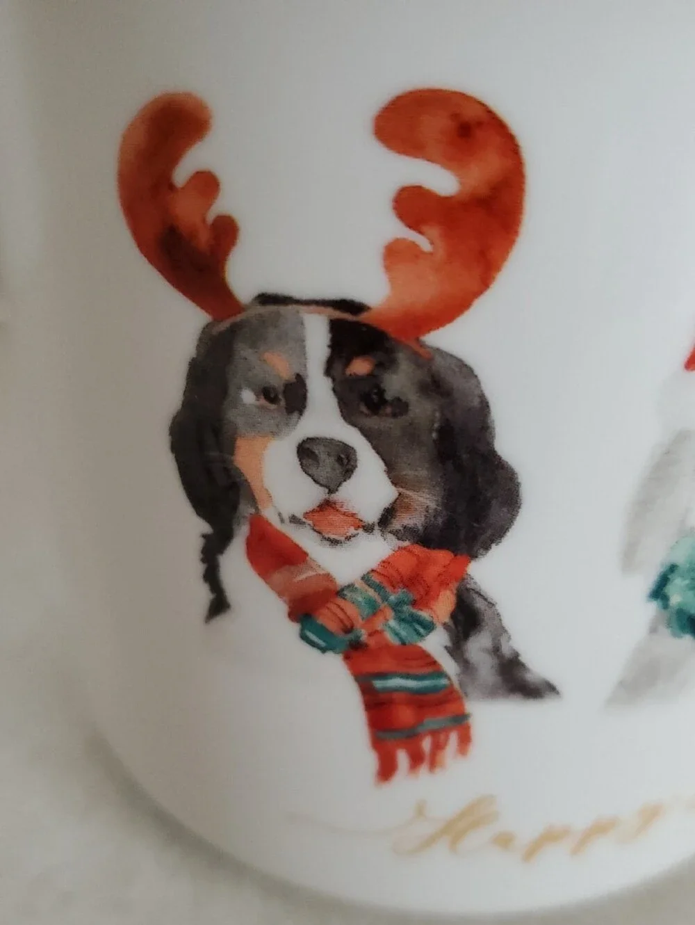 Holiday Dogs Ceramic Mug - Red Accent